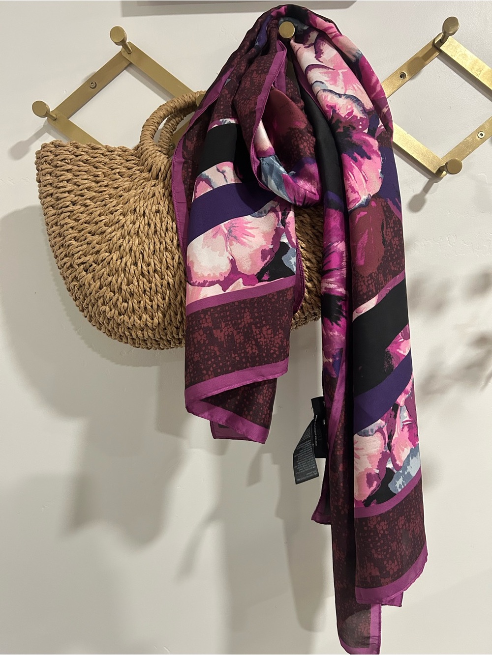 White House Black Market Pink and Plum Patterned Women's Scarf